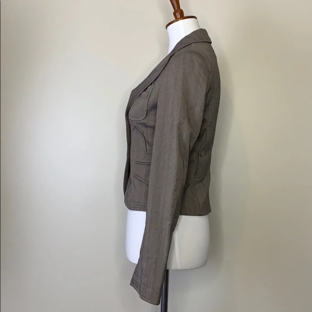 BCBGMAXAZRIA Tan Herringbone Short Jacket XS - Picture 3 of 6